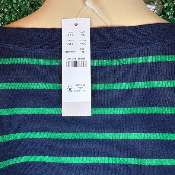 J Crew Striped Drop-Shoulder Pullover 100% Merino Wool Size S - Picture 11 of 12